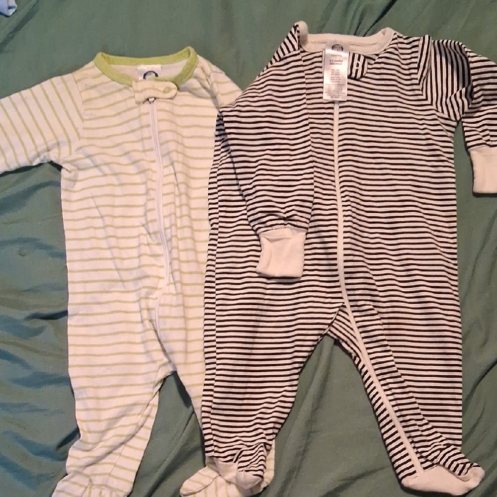Striped Kids One Piece Set - Green and Black